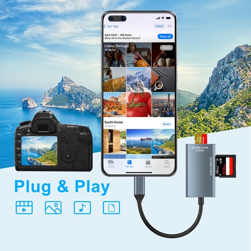 Lecteur de Cartes 4.0 - LS130 Connexion USB Type C Emplacements SD et Micro SD Gris - Ítem2