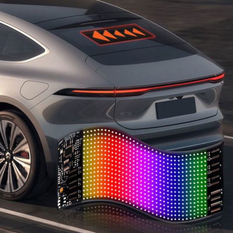 Ecrã de matriz LED RGB flexível para carro 19 x 96 com aplicativo Bluetooth Preto - Item2