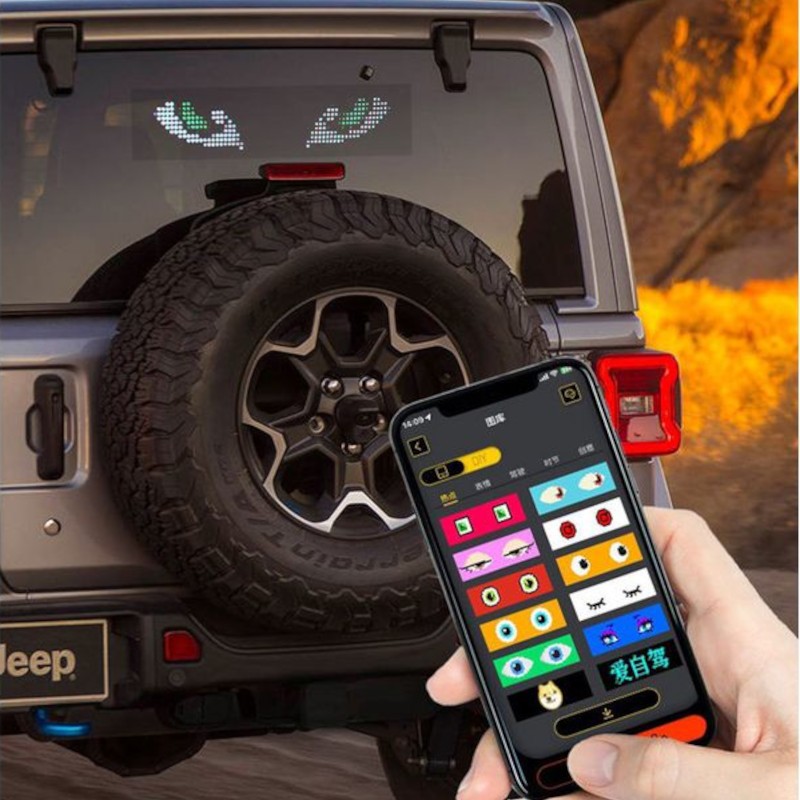 Ecrã de matriz LED RGB flexível para carro 19 x 96 com aplicativo Bluetooth Preto - Item7