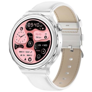 LEMFO HK43 Argent avec Bracelet en Cuir - Montre Connectée