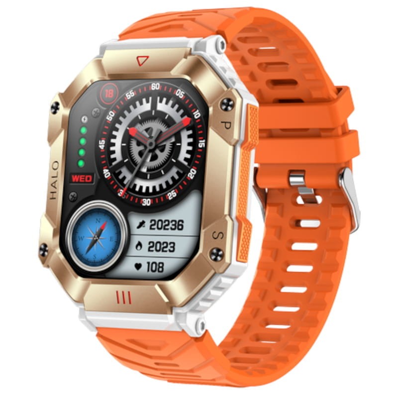 LEMFO KR80 Dourado com Pulseira de Silicone Laranja - Relógio inteligente - Item