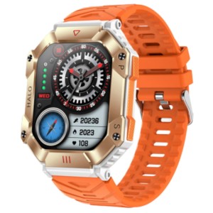 LEMFO KR80 Dorado con Correa Silicona Naranja - Reloj inteligente