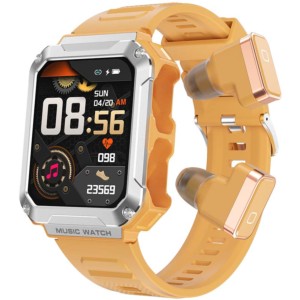 LEMFO T93 Amarillo - Reloj inteligente con auriculares TWS