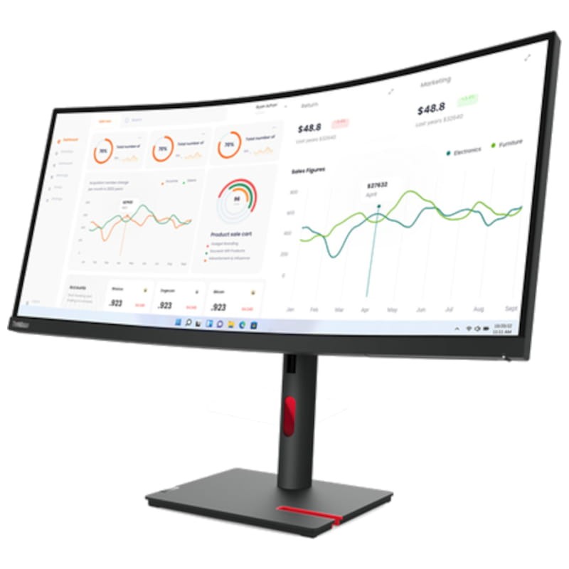 Lenovo ThinkVision T34w-30 34 WQHD VA Curvo Ultrawide Negro - Monitor PC - Ítem2