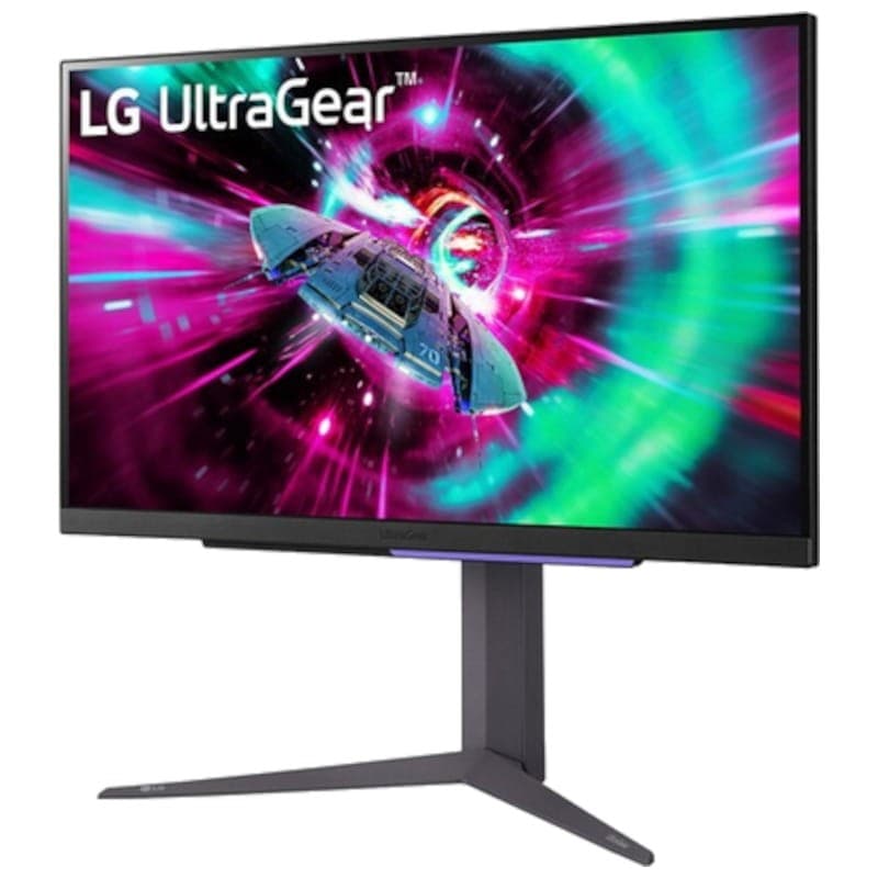 LG 27GR93U-B 27 4K UltraHD IPS 144 Hz G-Sync Preto - Monitor de PC vista frontal esquerda
