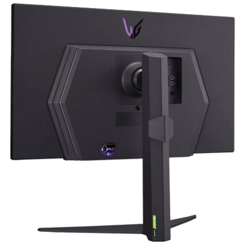 LG 27GR93U-B 27 4K UltraHD IPS 144 Hz G-Sync Preto - Monitor de PC vista traseira direita