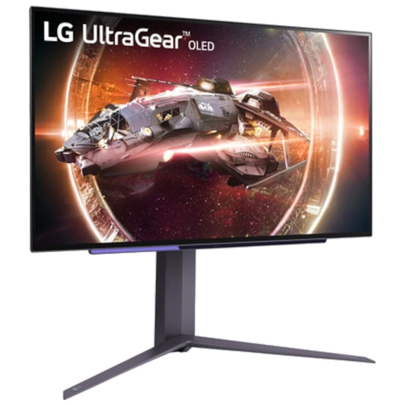 LG 27GS95QE-B 26,5 QHD OLED FreeSync Premium Pro Noir - Moniteur PC Vue avant côté droit