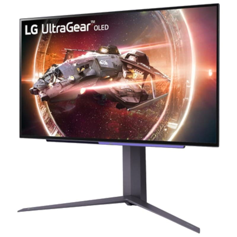 LG 27GS95QE-B 26,5 QHD OLED FreeSync Premium Pro Noir - Moniteur PC Vue avant côté gauche