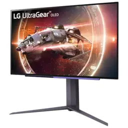 LG 27GS95QE-B 26,5 QHD OLED FreeSync Premium Pro Noir - Moniteur PC Vue avant côté gauche