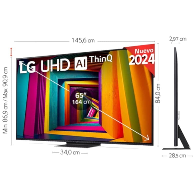 LG 65UT91006LA.AEU 65 4K Ultra HD Smart TV Wifi Negro - Televisor Dimensiones