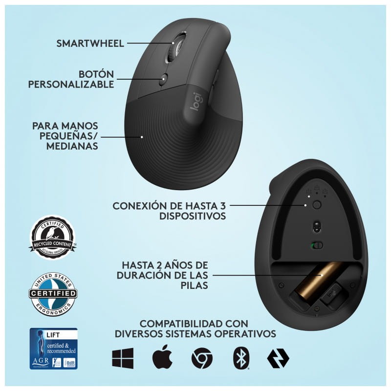 Logitech Lif RF Wireless + Bluetooth - Ratón inalámbrico - Ítem3