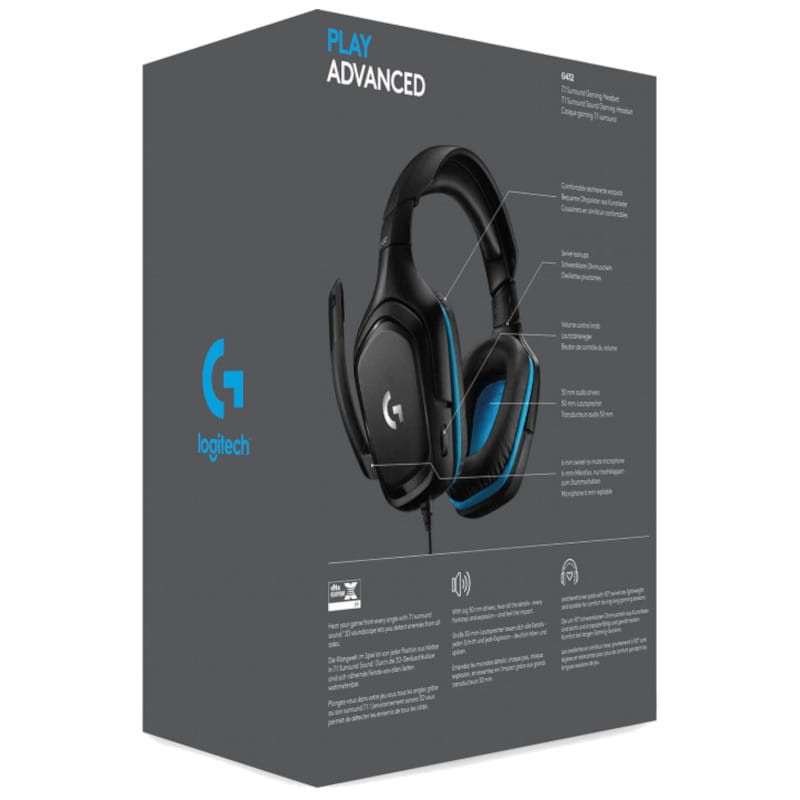 Logitech G432 - Auriculares Gaming Black/Blue - Ítem4