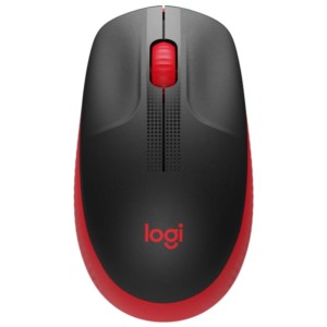 Logitech M190 Negro/Rojo - Ratón Inalámbrico - 1000 DPI