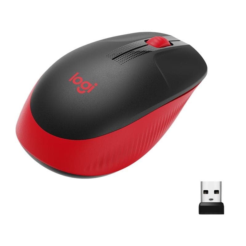 Frontal de Logitech M190 Preto/Vermelho - Mouse sem fio - 1000 DPI