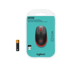 Caixa de Logitech M190 Preto/Vermelho - Mouse sem fio - 1000 DPI