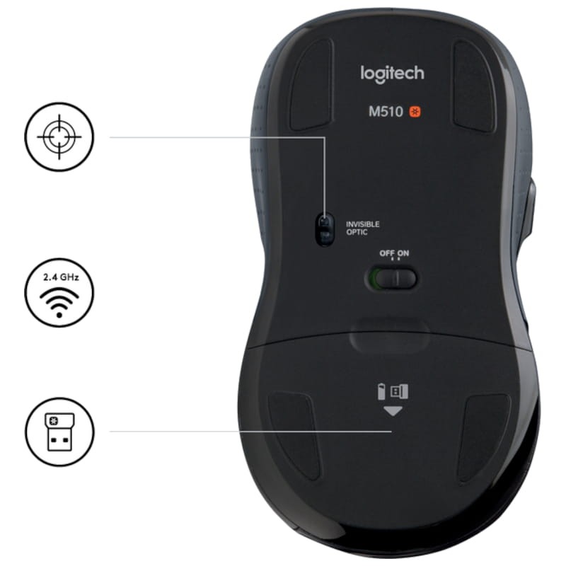 Rato laser sem fios Logitech M510 Preto - Item1