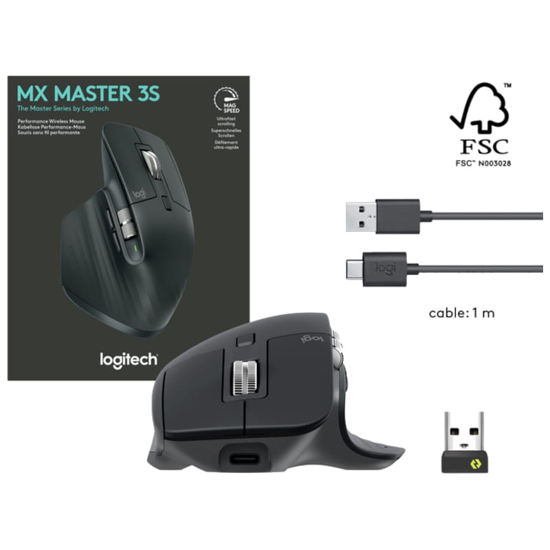 Logitech MX Master 3S Bluetooth Grafite - Rato sem fios - 8000 DPI - Item8