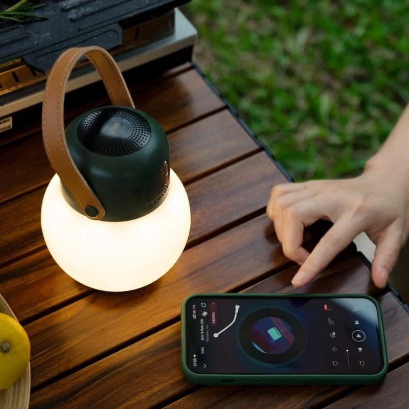 Luz de camping al aire libre con Altavoz Bluetooth Verde Foto real contol por App
