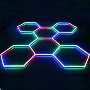 Luminaire hexagonal ZT/F552-RGB LED RGB blanc - Plafonnier