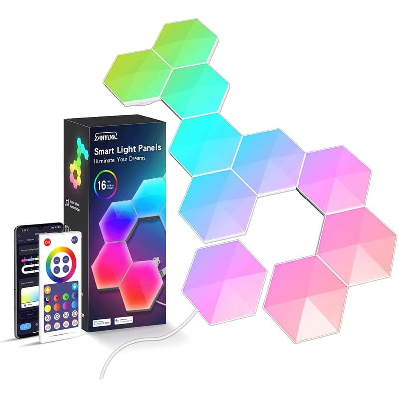 Lumières LED hexagonales - 7 lumières LED - Bluetooth