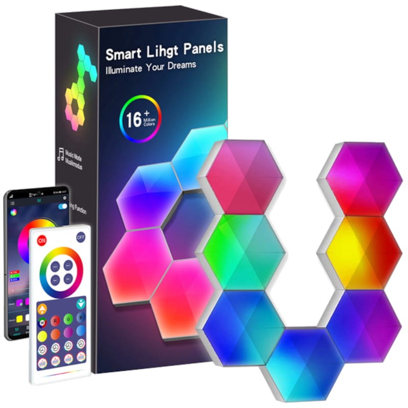 Luzes LED Hexagonais RGB com Bluetooth - Item1