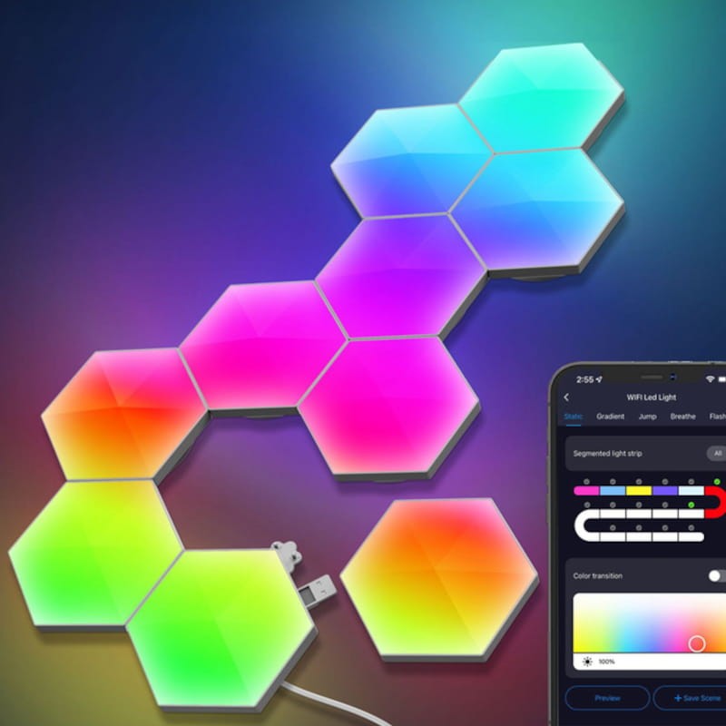 Luzes LED Hexagonais RGB com Bluetooth - Item3