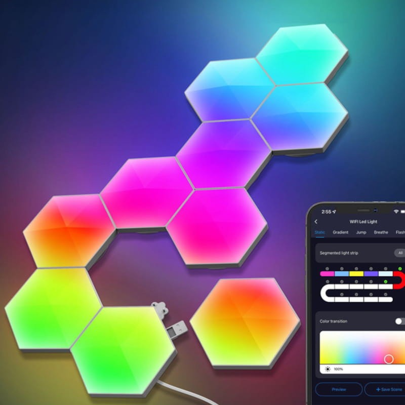 Lumières LED RVB hexagonales avec Bluetooth - Ítem3