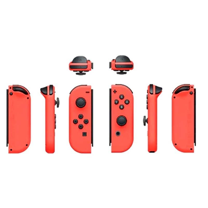 Vue détaillée de l'ensemble de manettes Red R&D Joy-Con compatible avec Nintendo Switch