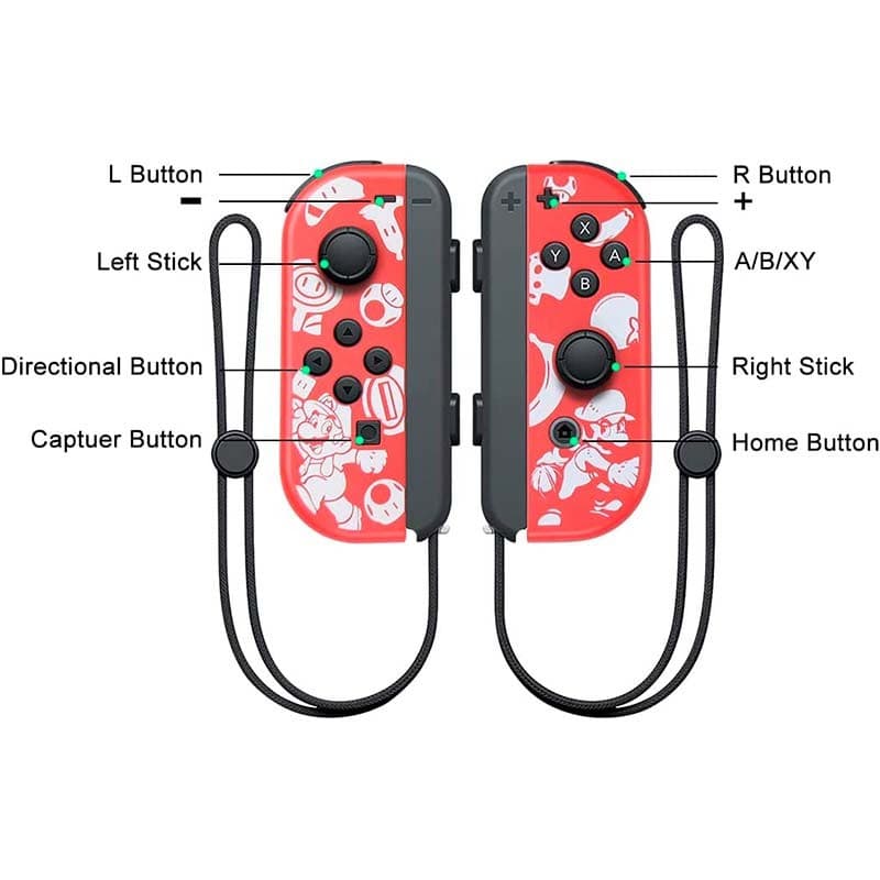 vista frontal del Juego de mandos Joy-Con I+D diseño Rojo M compatibles con Nintendo Switch