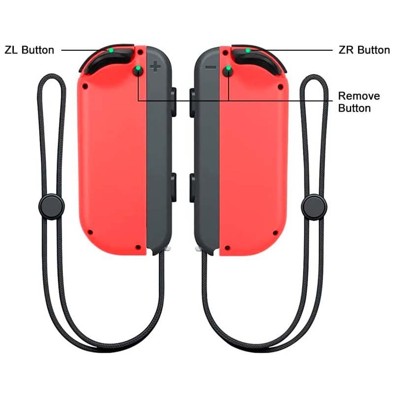 vista trasera del Juego de mandos Joy-Con I+D diseño Rojo M compatibles con Nintendo Switch