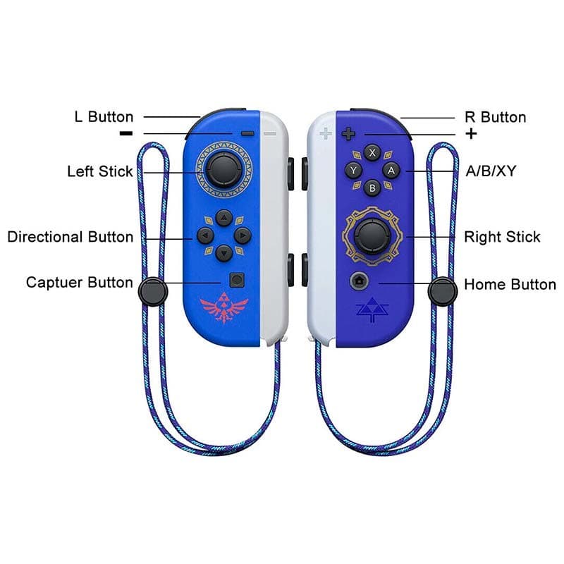 Vista frontal do Conjunto de comandos Joy-Con L+R Design Sword compatíveis com Nintendo Switch