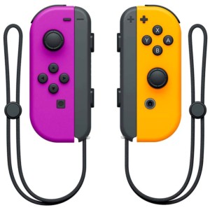 Conjunto de comandos Joy-Con roxo (L) e laranja (R) compatíveis com Nintendo Switch