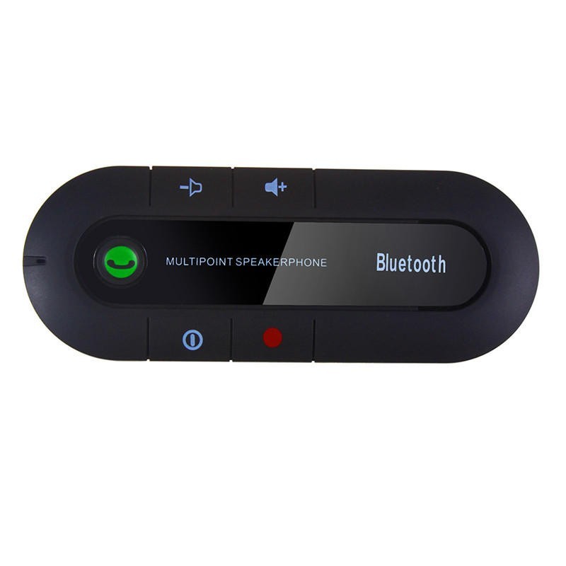 Manos Libres Universal Bluetooth para Coche - Color Negro - Bluetooth 4.1 - Diseño Espejo Retrovisor - Interfaz de Botones - Soporte-Clip de Enganche - Cargador de Coche - Cable USB