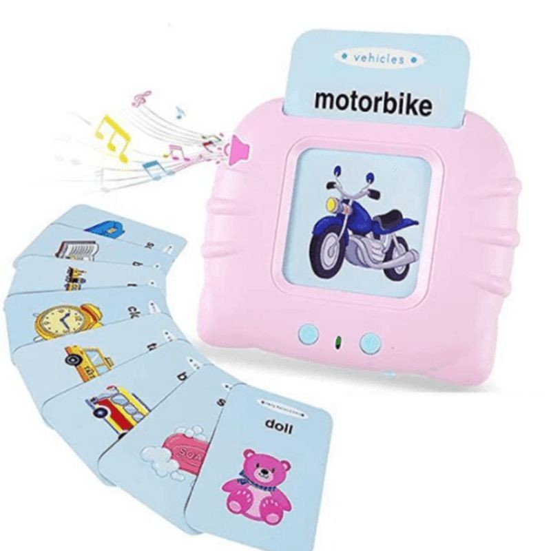 Máquina de aprendizado de inglês para crianças com cartões e som rosa - Item1