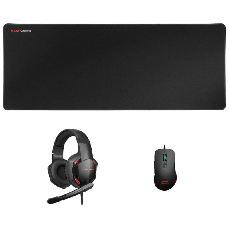 Kit de Fone de ouvido para jogos, mouse RGB e pad XL Mars Gaming MCPPRO Preto - Item