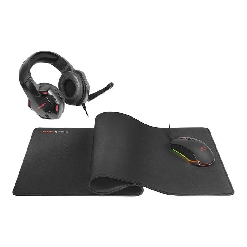 Kit de Fone de ouvido para jogos, mouse RGB e pad XL Mars Gaming MCPPRO Preto - Item1