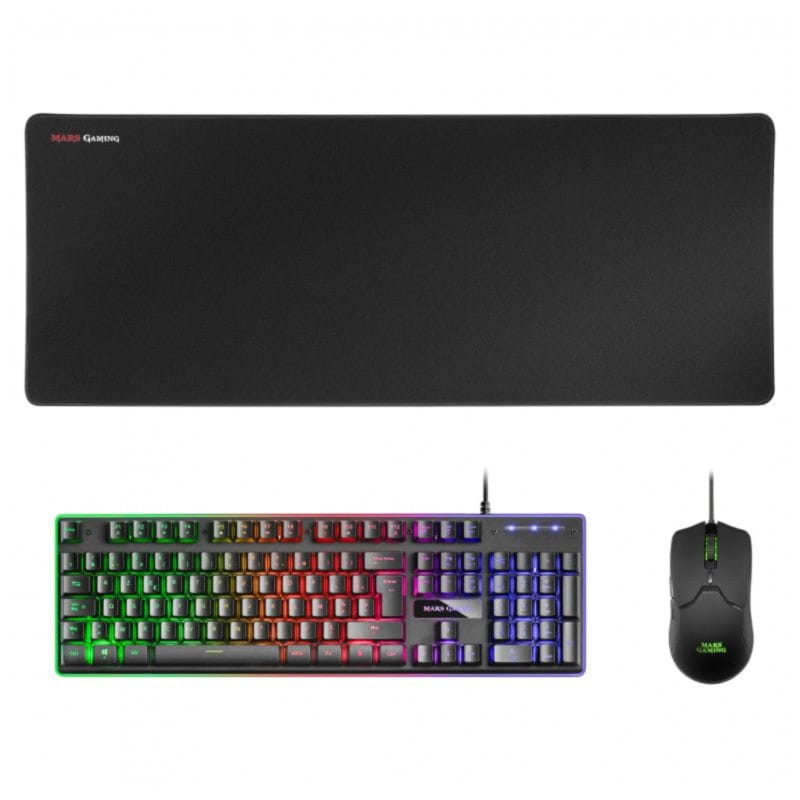Kit de Teclado, Ratón y Alfombrilla XXL Mars Gaming MCPXBFR Negro - 10.000 DPI - Ítem