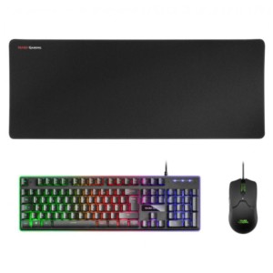 Kit de Teclado, Ratón y Alfombrilla XXL Mars Gaming MCPXBFR Negro - 10.000 DPI