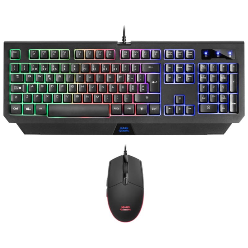 Kit de Teclado Português RGB + Mouse USB Mars Gaming MCP100PT - 3200 DPI - Item