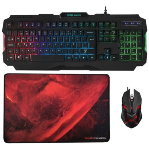 Kit Clavier Portugais RVB + Souris + Tapis Mars Gaming MCP118PORTU USB - 4000 DPI