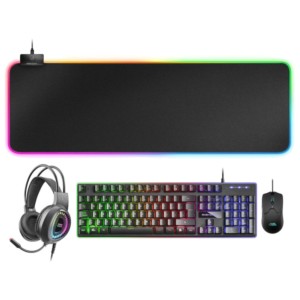 Kit de teclado, ratón, alfombrilla y auriculares Mars Gaming MCPEXES Negro