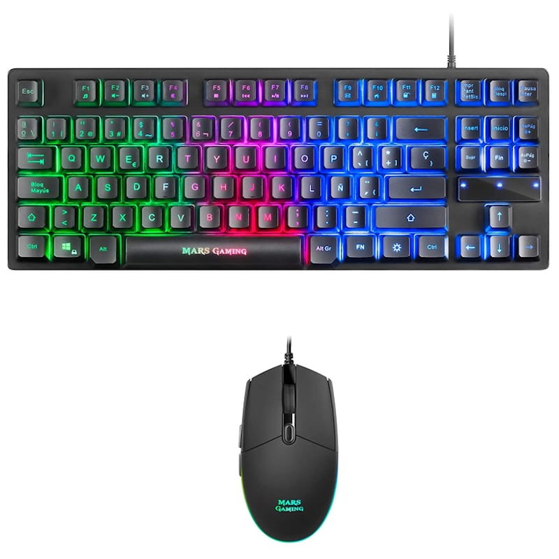 Teclado com fio e Rato Mars Gaming MCPTKLES RGB 3200DPI Design TKL Espanhol USB - Item