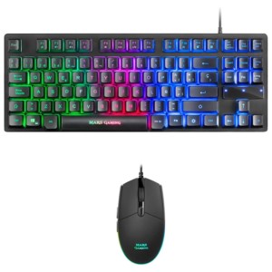 Teclado com fio e Rato Mars Gaming MCPTKLES RGB 3200DPI Design TKL Espanhol USB