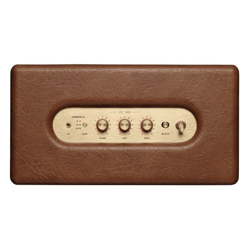 Marshall Stanmore III Altavoz Bluetooth Marrón vista superior detalle botonera