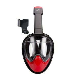 Snorkel Mask L / M with Sports Camera Stand - Black and red color - Dimensions L / M