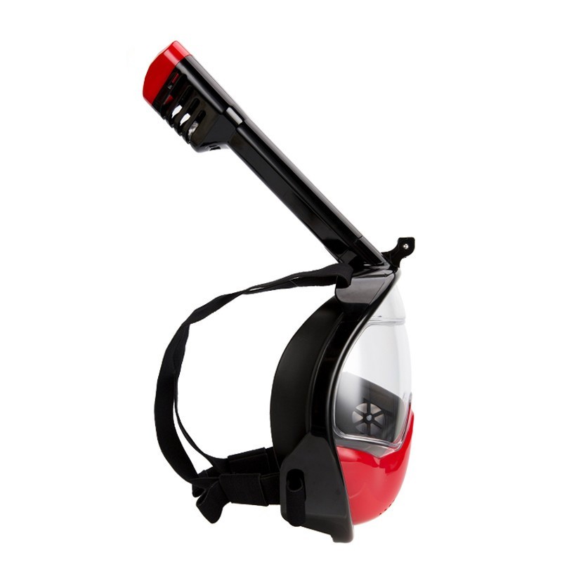 Máscara de Snorkel S/M con Soporte para Cámara Deportiva - Color negro y rojo - Silicona Ergonómica - Máscara Acuática - Tubo incorporado - Sistema de Respiración Nasal - Color Negro, Turquesa y Rosa - Soporte para Cámaras Deportivas - Dimensiones S/M - Ítem3