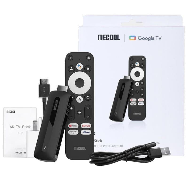 Mecool Stick KD3 S905Y4 2 GB/8GB Certificado Google Netflix Amazon Prime Android 11 - Android TV - Conteúdo