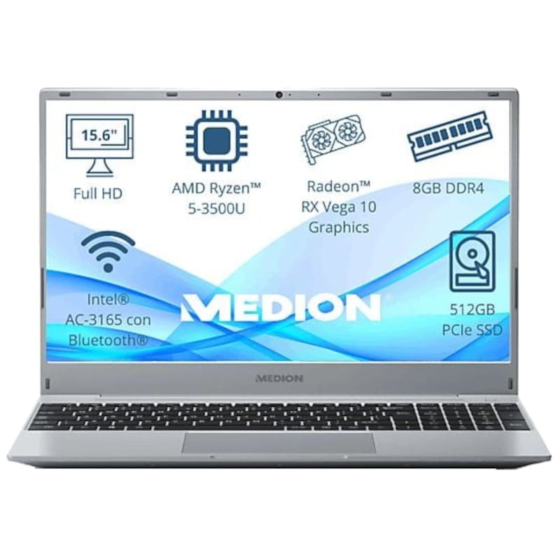 Medion Akoya E15301 MD62428 Ryzen 5 3500U/8GB/512GB - Portátil 15.6 - Item