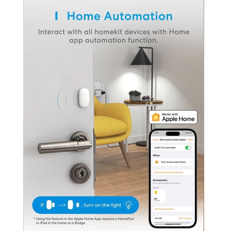 Meross MS200HHK HomeKit Blanc - Kit de capteurs de porte et fenêtre avec hub - Ítem2