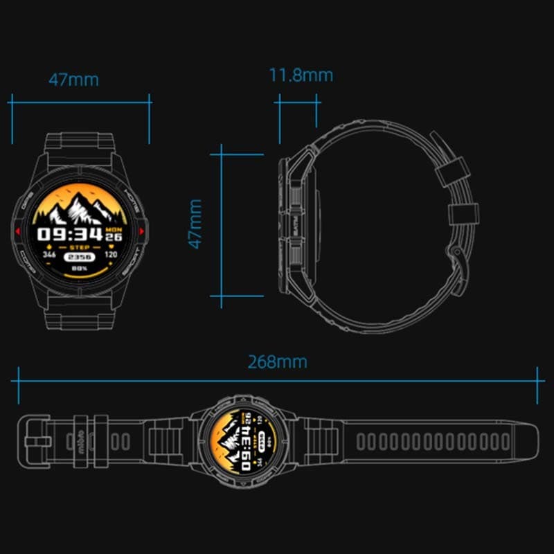 dimensiones del Reloj inteligente Mibro Watch GS Active Gris